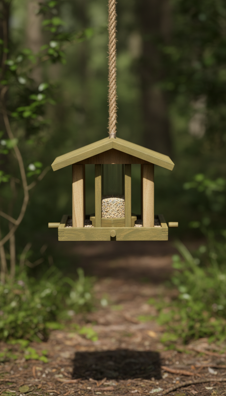Premium Wooden Hanging Bird Feeder for Outdoor Garden